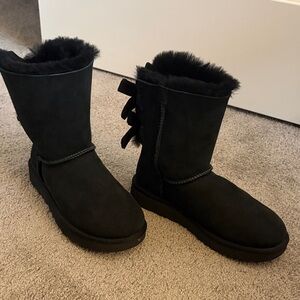 UGG Black Fur-Trimmed Winter Boots